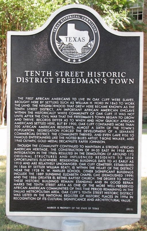 Tenth Street Historic District Freedman's Town Historical Marker image. Click for full size.