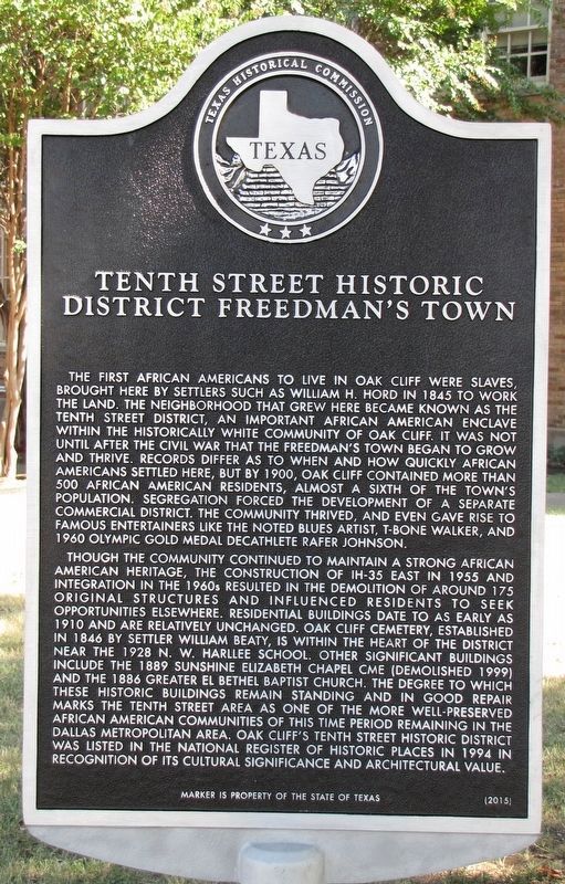 Tenth Street Historic District Freedman's Town Historical Marker. Click for full size. Tenth Street Historic District Freedman's Town Historical Marker image. Click for full size.