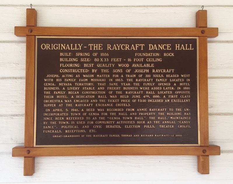 Originally – The Raycraft Dance Hall Marker image. Click for full size.