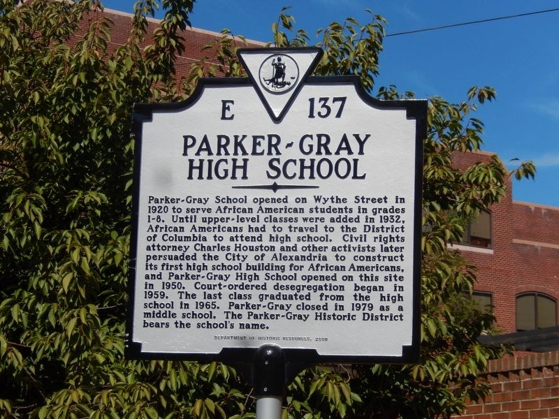 Parker-Gray High School Marker image. Click for full size.