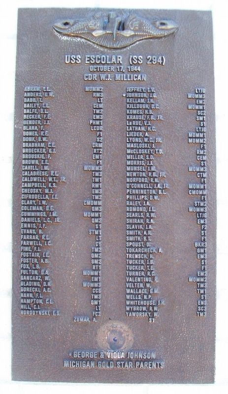 USS Escolar (SS 294) Memorial Marker image. Click for full size.