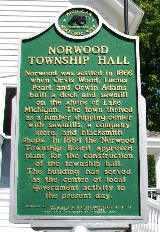 Norwood Township Hall Marker image. Click for full size.