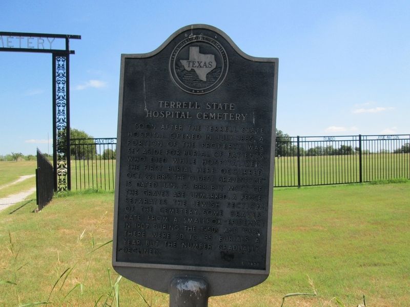 Terrell State Hospital Cemetery Marker image. Click for full size.