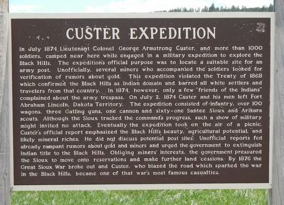 Custer Expedition Marker image. Click for full size.