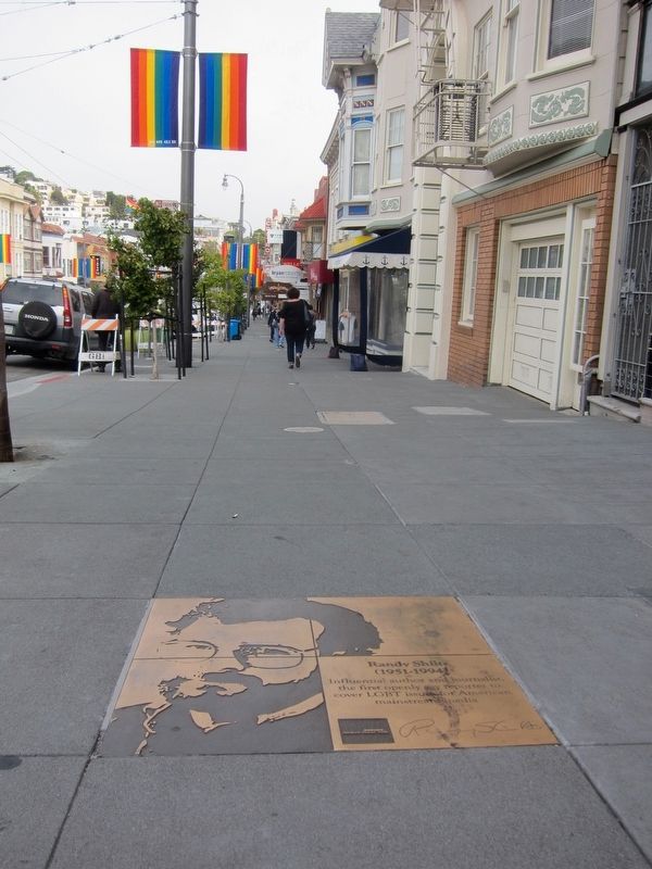 Randy Shilts Marker - Wide View, Looking North up Castro. Click for full size. Randy Shilts Marker - Wide View, Looking North up Castro image. Click for full size.