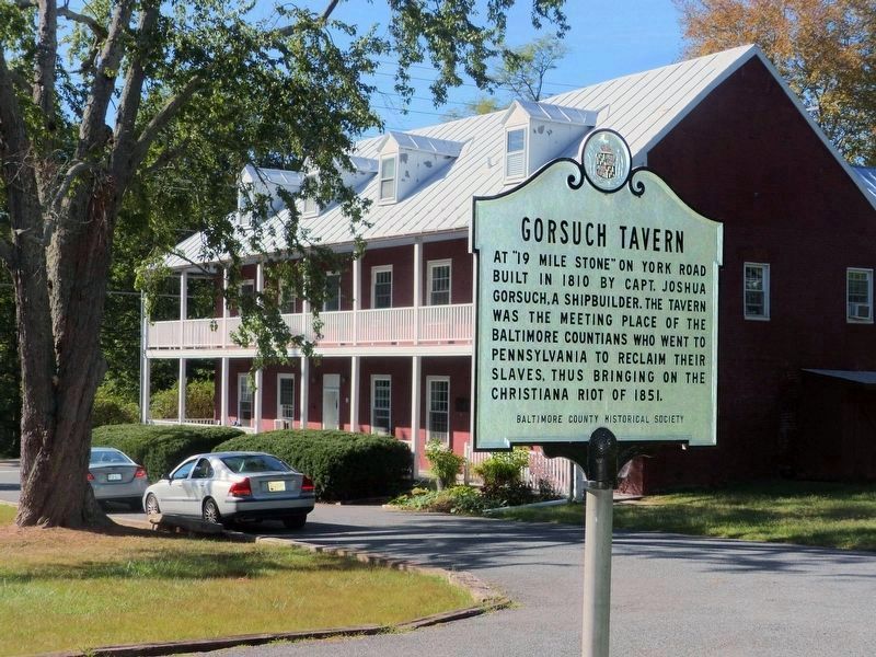 Gorsuch Tavern Marker<br>at the east end of the parking lot image. Click for full size.