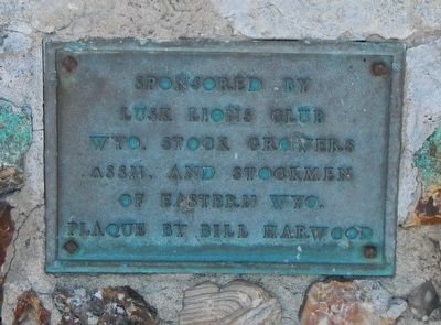 Plaque on the base of the Texas Trail Monument image. Click for full size.