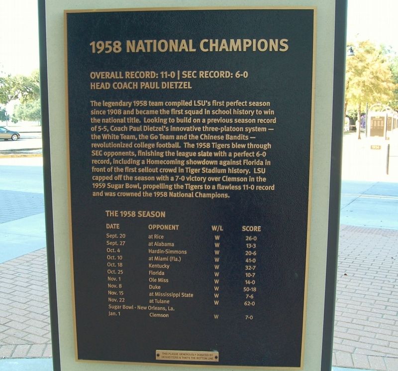 1958 National Champions Marker image. Click for full size.