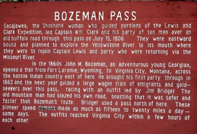 The previous version of the Bozeman Pass Marker image. Click for full size.