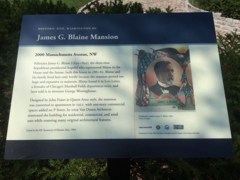 James G. Blaine Mansion Marker image. Click for full size.