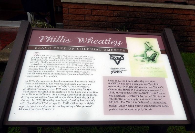 Phillis Wheatley Marker image. Click for full size.