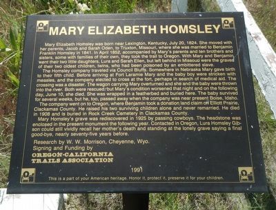 Mary Elizabeth Homsley Marker image. Click for full size.
