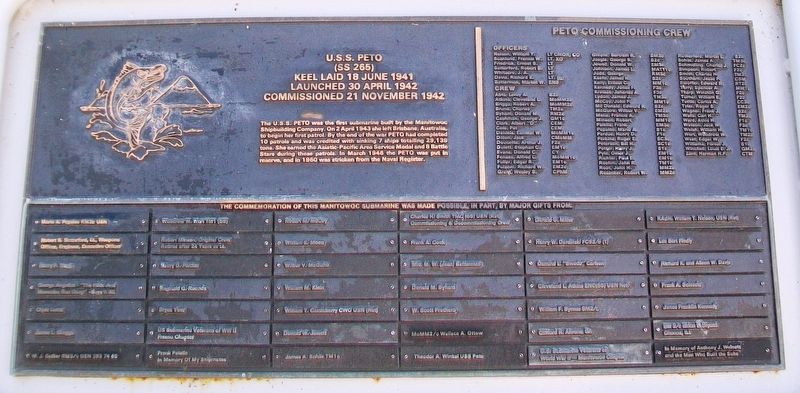 U.S.S. Peto (SS 265) Marker image. Click for full size.