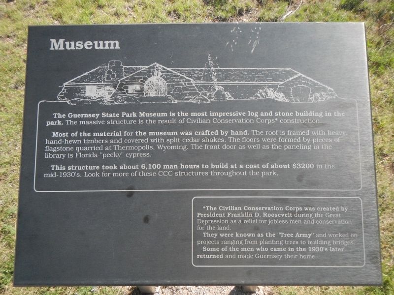 Guernsey State Park Museum Marker. Click for full size. Guernsey State Park Museum Marker image. Click for full size.
