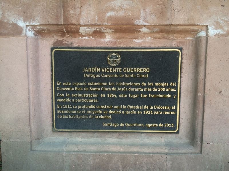Vicente Guerrero Garden Marker image. Click for full size.
