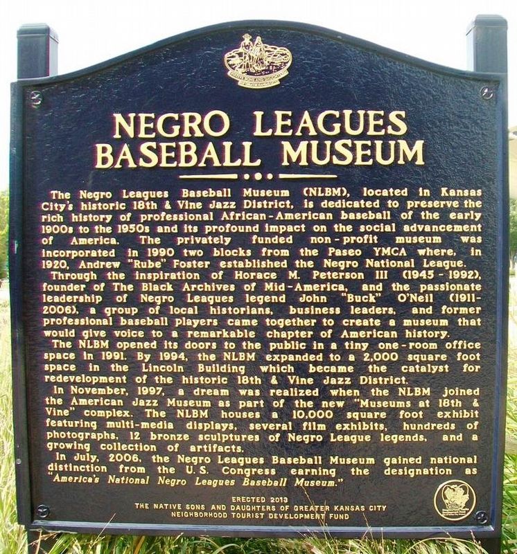 Negro Leagues Baseball Museum Marker. Click for full size. Negro Leagues Baseball Museum Marker image. Click for full size.