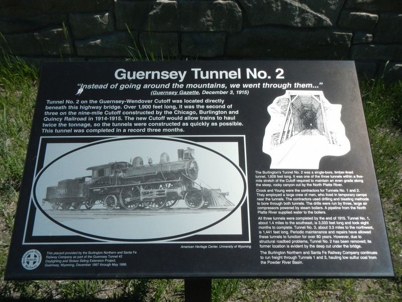 Guernsey Tunnel No. 2 Marker image. Click for full size.