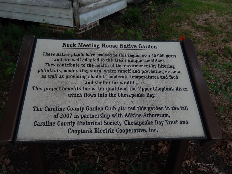 Neck Meeting House Native Garden Marker. Click for full size. Neck Meeting House Native Garden Marker image. Click for full size.