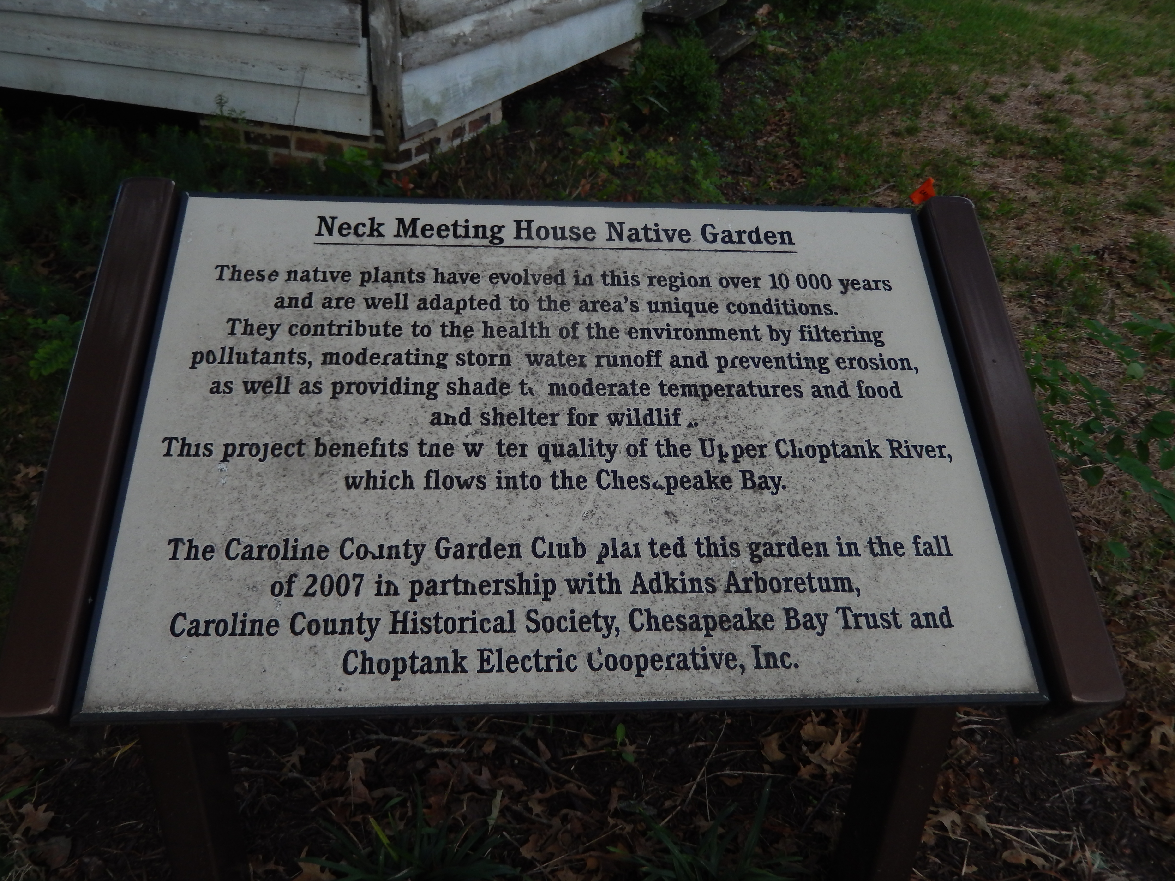 Neck Meeting House Native Garden Marker