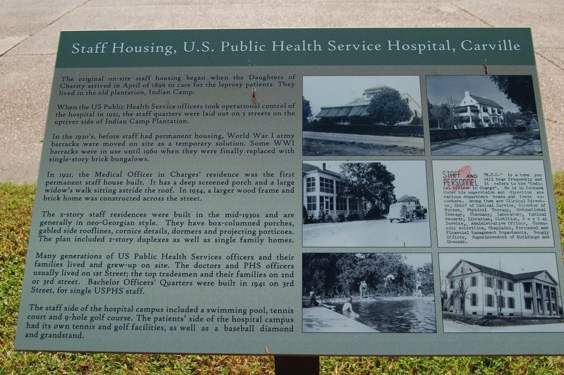 Staff Housing, U.S. Public Health Service Hospital, Carville Marker image. Click for full size.
