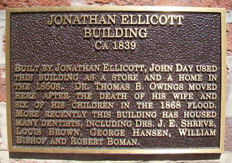 Jonathan Ellicott Building Marker image. Click for full size.