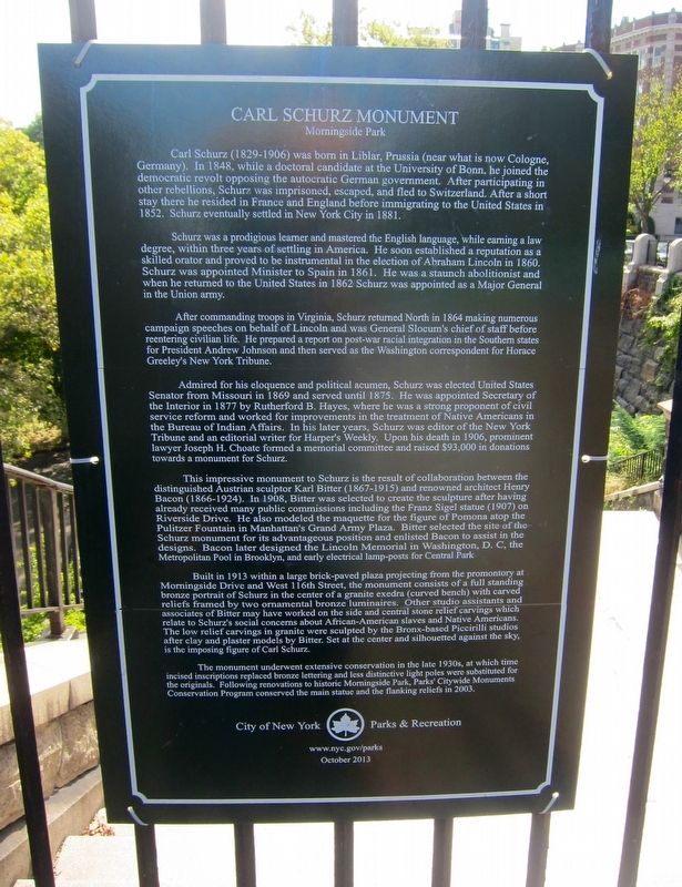 Carl Schurz Monument Marker image. Click for full size.