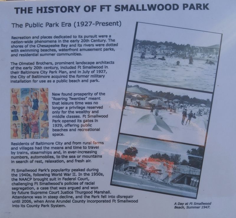 The History of Ft Smallwood Park Marker image. Click for full size.