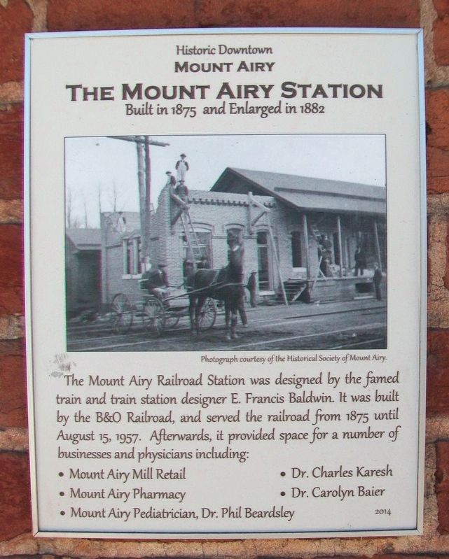 The Mount Airy Station Marker image. Click for full size.