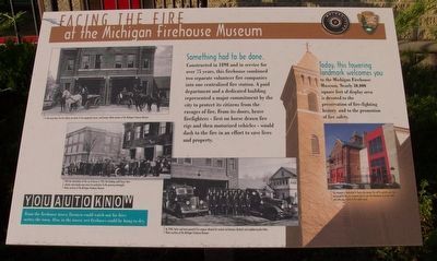 Facing the Fire at the Michigan Firehouse Museum Marker image. Click for full size.