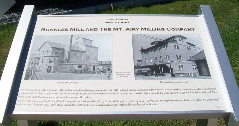 Runkles Mill and The Mt. Airy Milling Company Marker. Click for full size. Runkles Mill and The Mt. Airy Milling Company Marker image. Click for full size.