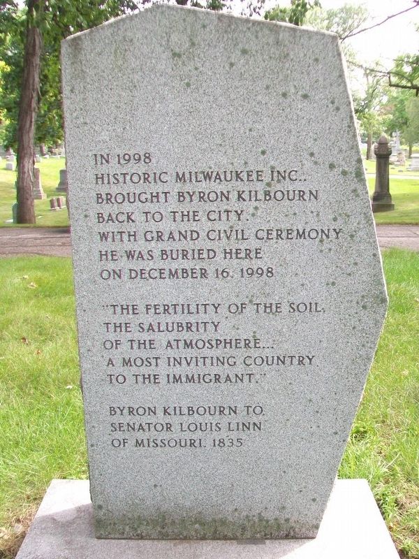Byron Kilbourn Monument (back). Click for full size. Byron Kilbourn Monument (back) image. Click for full size.
