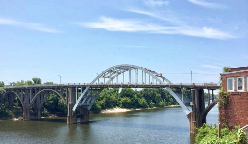 View from Washington Street of Edmund Pettus Bridge over the Alabama River.. Click for full size. View from Washington Street of Edmund Pettus Bridge over the Alabama River. image. Click for full size.