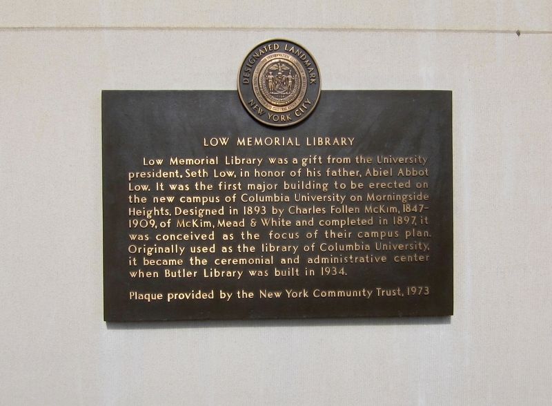 Low Memorial Library Marker image. Click for full size.