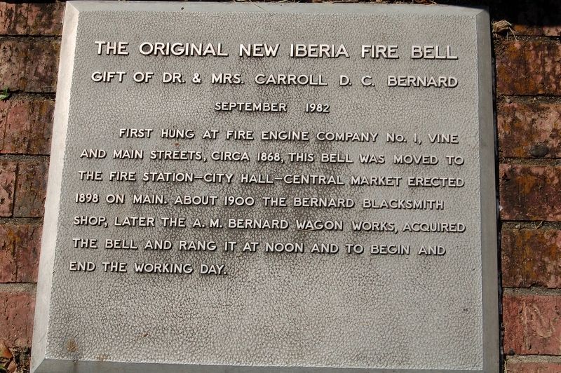 The Original New Iberia Fire Bell Marker image. Click for full size.