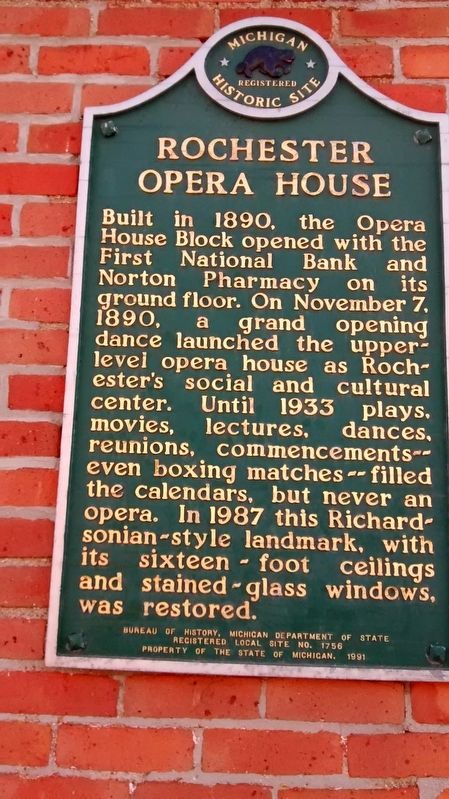 Rochester Opera House Marker image. Click for full size.