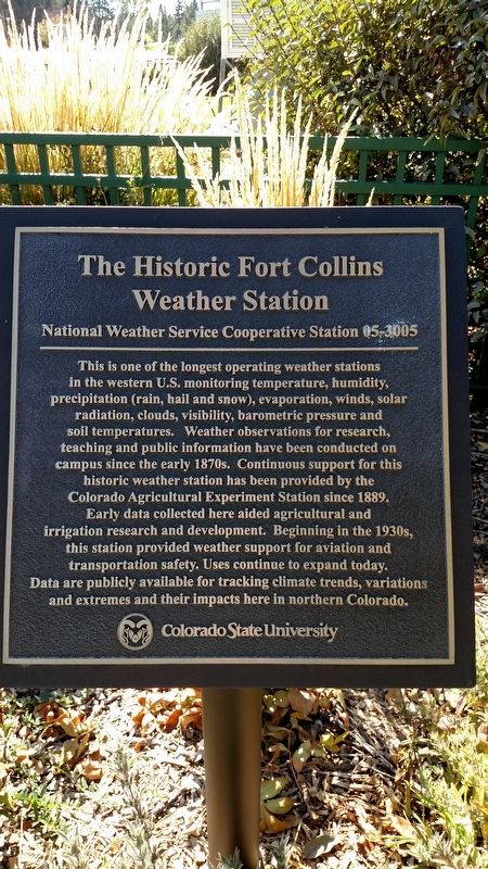 The Historic Fort Collins Weather Station Marker image. Click for full size.