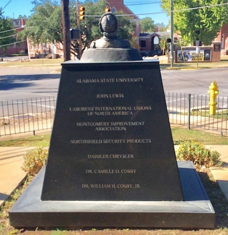 Rear view of Rosa Louise Parks Monument. image. Click for full size.
