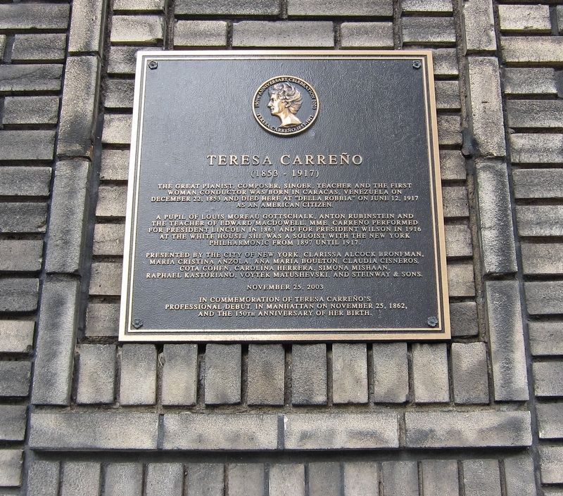 Teresa Carreño Marker. Click for full size. Teresa Carreño Marker image. Click for full size.