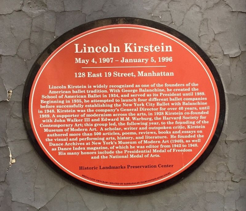 Lincoln Kirstein Marker image. Click for full size.