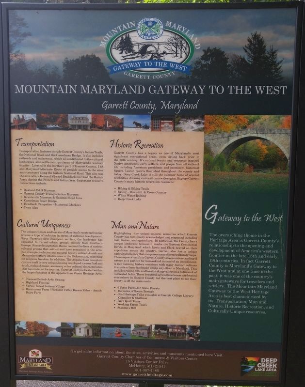 Mountain Maryland Gateway to the West Marker image. Click for full size.