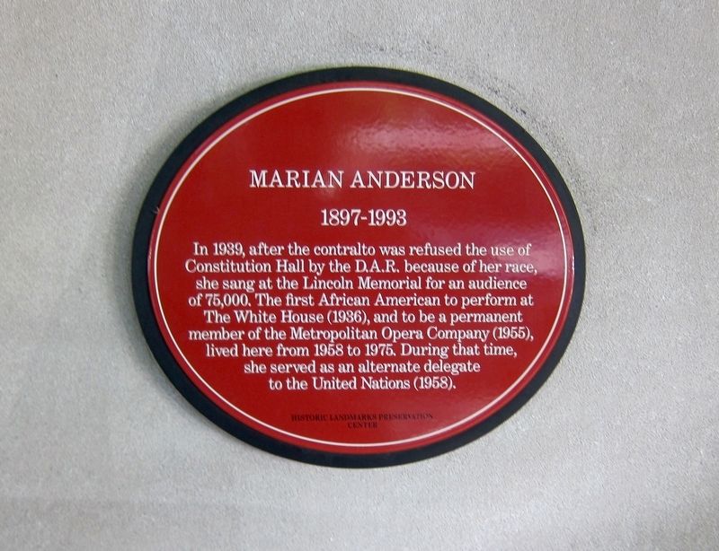 Marian Anderson Marker image. Click for full size.