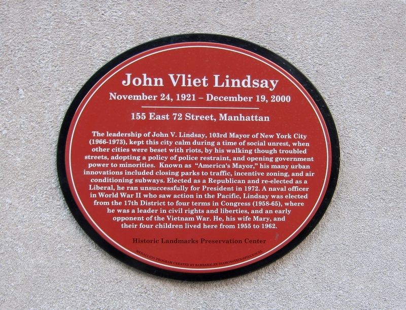 John Vliet Lindsay Marker. Click for full size. John Vliet Lindsay Marker image. Click for full size.