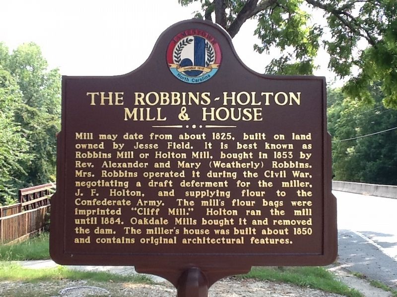 The Robbins-Holton Mill & House Marker image. Click for full size.