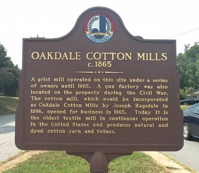 Oakdale Cotton Mills Marker image. Click for full size.
