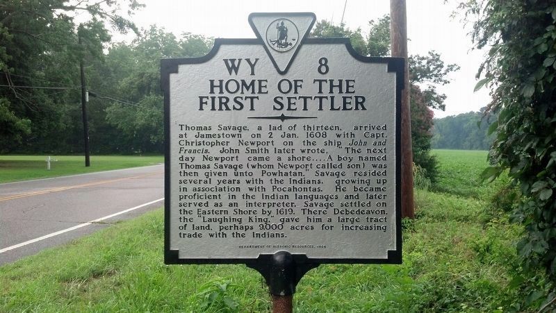 Home of the First Settler Marker image. Click for full size.