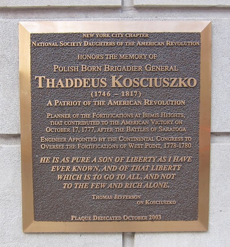 Thaddeus Kosciuszko Marker. Click for full size. Thaddeus Kosciuszko Marker image. Click for full size.