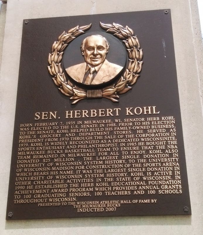 Sen. Herbert Kohl Marker image. Click for full size.