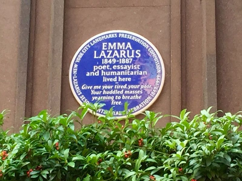 Emma Lazarus Marker. Click for full size. Emma Lazarus Marker image. Click for full size.