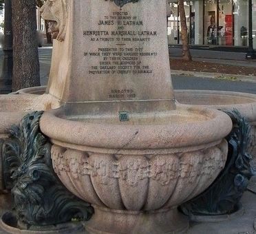 Latham Memorial Fountain showing 200 lb ornamentation at base of fountain. image. Click for full size.
