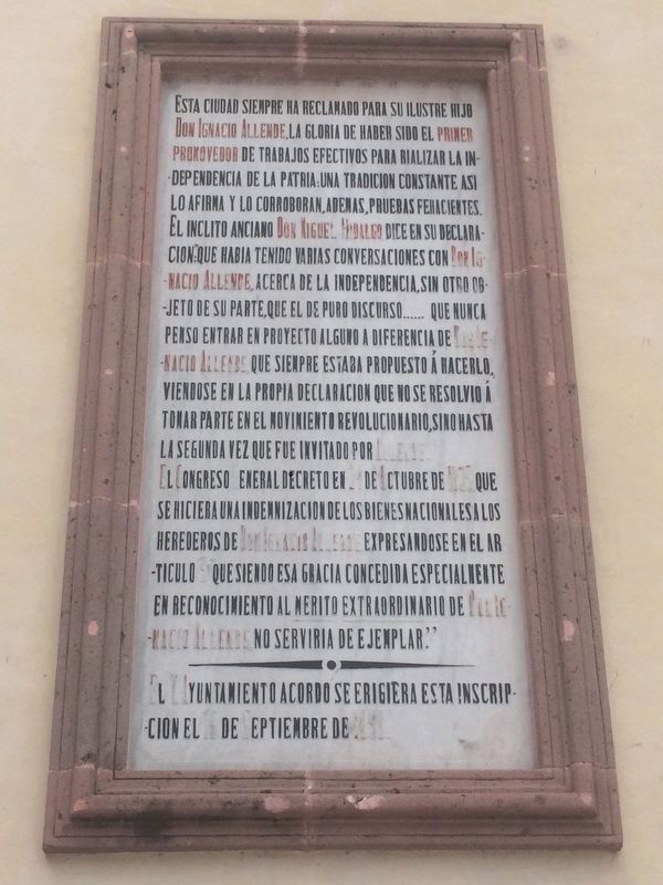 Additional marker at the Birthplace of Ignacio Allende image. Click for full size.